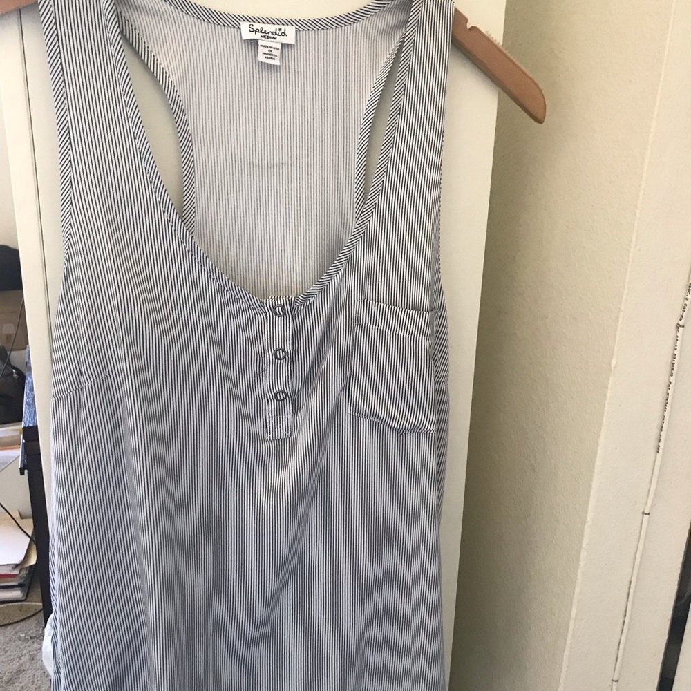 Splendid white and blue striped cotton tank top